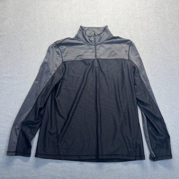 Calvin Klein Sweatshirt Pullover Quarter Zip Long Sleeves Black Gray Men's Large - Picture 1 of 13
